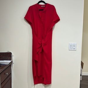 Vince V Neck Wrap Tie Front Relaxed Fit Maxi Dress